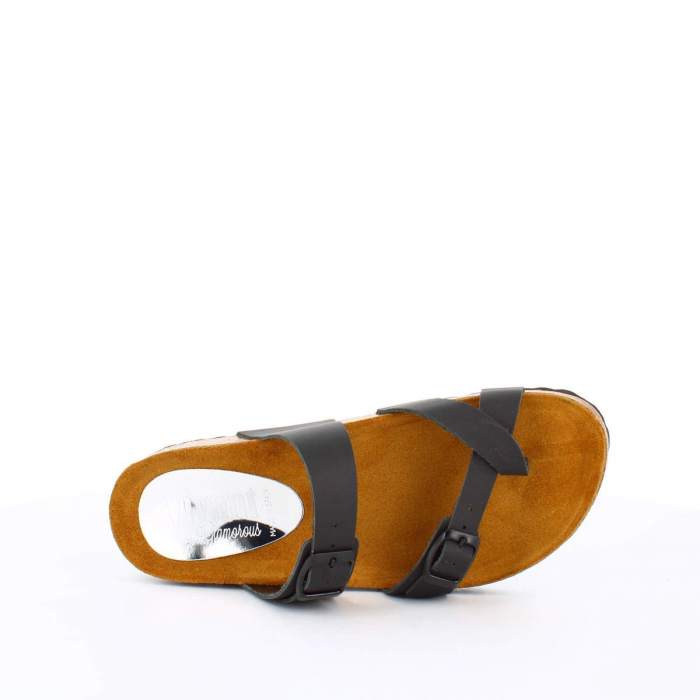 Sandalia Bio Mujer Plana Ajustable BIO221005 Negra